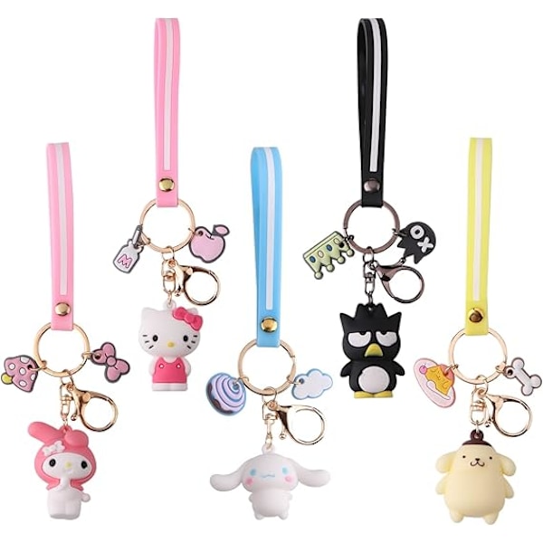 5 Pakke Søde Nøgleringe til Piger, Kawaii Bil Nøglering Tilbehør, Nøglepung Håndtaske Charms til Kvinder, Overraskelse Jul, Ferie og Fødselsdagsgaver