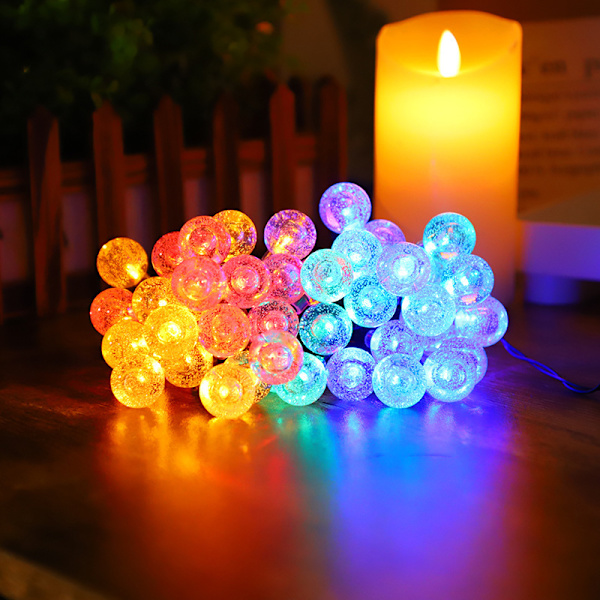 21ft 30LED Solar String Light Varm Vanntett Lamp String Light for Utendørs Hage Plen Dekor Colourful Light