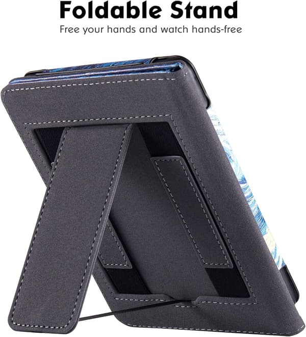 Fodral för 5:e-10:e generationen, PU-läderstativ med automatisk viloläge/väckning för 6\" Kindle (2012-2018) - Ergonomisk handremdesign för förlängd Starry Sky