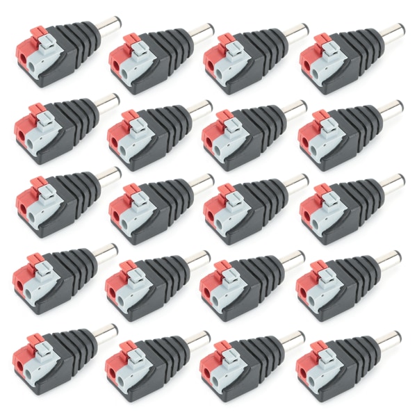 20 stk. 5,5x2,1 mm han-stikkabelterminal DC-strømstikadapter-stik til LED-lysstrimmel