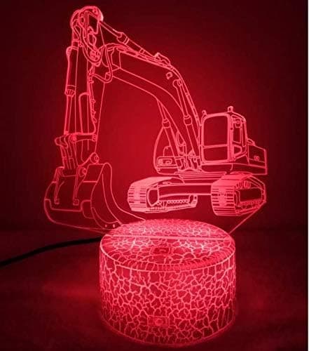 3D Gravemaskin Bil Lastebil Nattlys Bord Skrivebord Optisk Illusjon