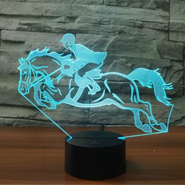 Hestevæddeløb Natlampe 3D Illusion Lampe LED Touch Lampe Dæmpbar