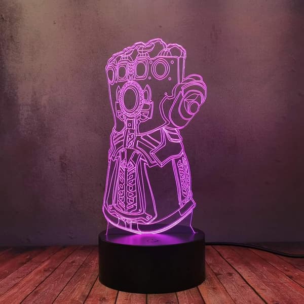 3D Natlampe, Thanos Handsker 3D Illusionslampe, 16 Farver Cha