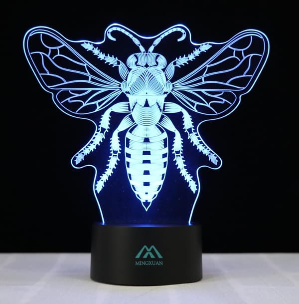 3D Drosophila Natlampe Illusion Dyr lampe 7 Farve Touch