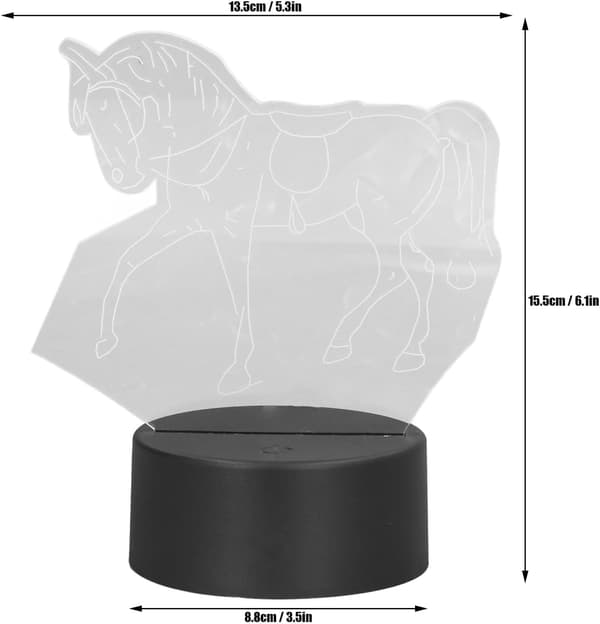 Natlampe, Hesteform 3D-lys 7 Farvejustering LED Nig