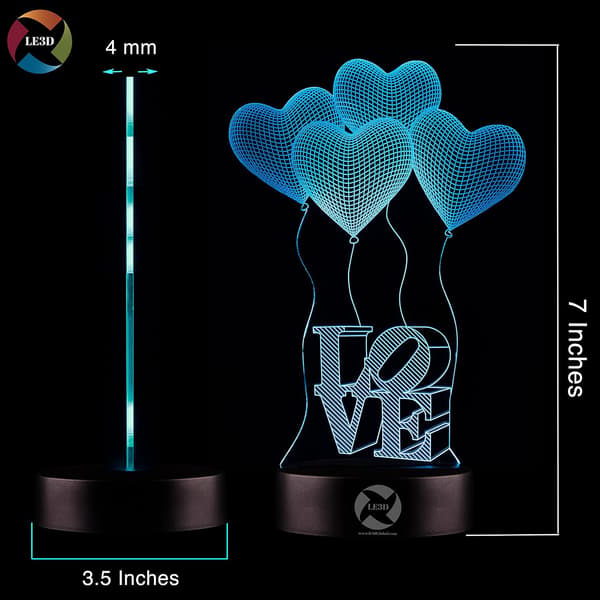 3D Optisk Illusions Natlampe - 7 LED Farveskiftende Lampe
