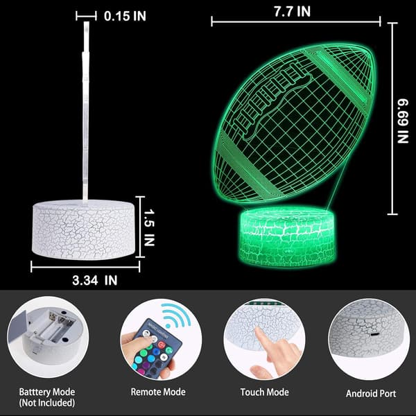 Fodbold 3D Illusion LED Soveværelse Bordlampe Dekor Natlampe