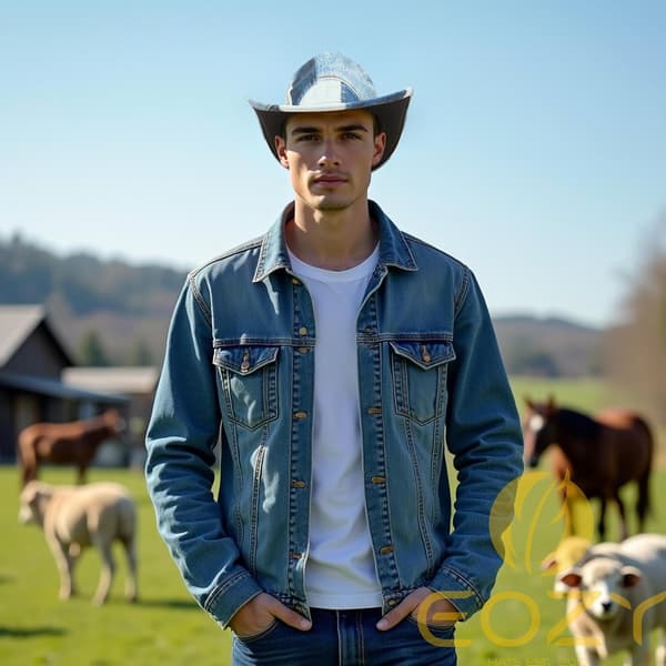 Tie Dye Denim Patchwork Western Cowboyhatt - Bredbremmet stil for menn og kvinner, ideell for kostymefester