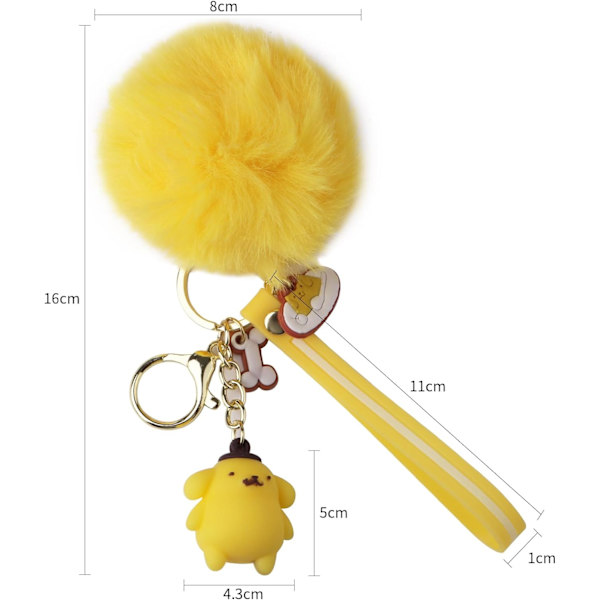 Söta nyckelringar för flickor, Kawaii bilnyckelringstillbehör, nyckelplånbokshandväskberlocker för kvinnor Yellow