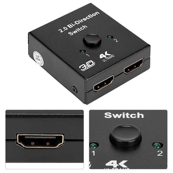HD Multimedia Interface 2 ingångar till 1 utgångs switch HD Multimedia Interface Splitter Tvåvägs HD Multimedia Interface Switcher Stöd 4K
