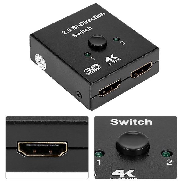 HD Multimedia Interface 2 Input to 1 Output Switch HD Multimedia Interface Splitter Tvåvägs HD Multimedia Interface Switcher Support 4K