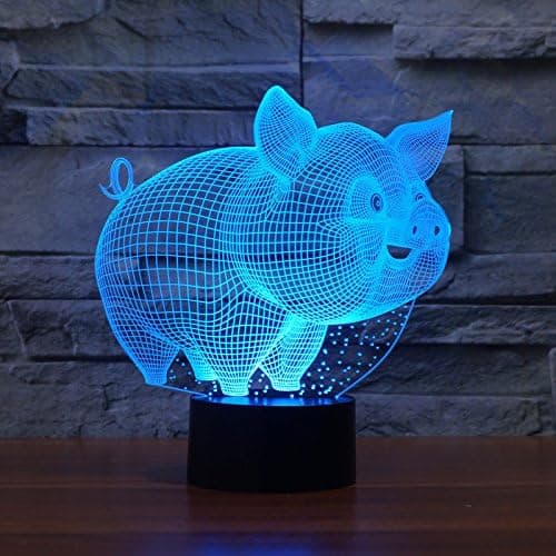 3D Dyregris Natlampe Touch Switch 7 Farveskift LED Ta
