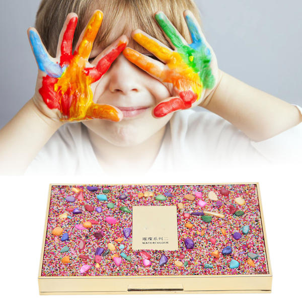 Akvarelmaling Sæt Transparent Pure Pigmenter 24 Farver Gummi Arabikum DIY Fremstilling Bærbar Pink Metalæske Kunst Akvarel Sæt