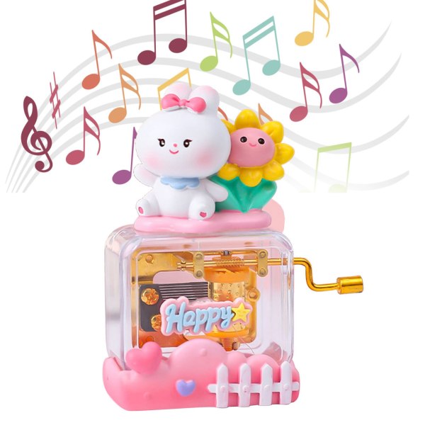 Käsikampi musiikkilaatikko erinomainen liike söpö sarjakuva ulkoasu värillinen musiikkilaatikko koristeeksi lahja kani