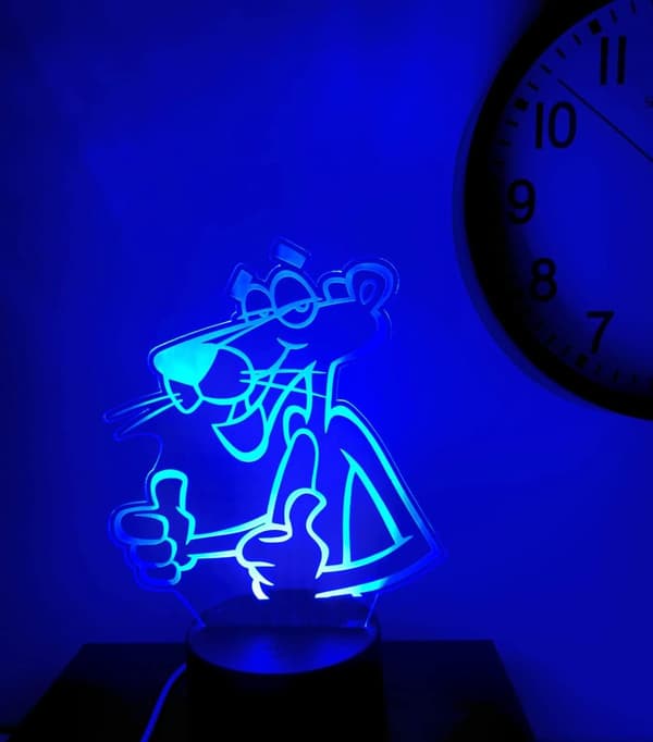 Rosa Panter lampe 3D Illusjon Nattlys, Fjernkontroll