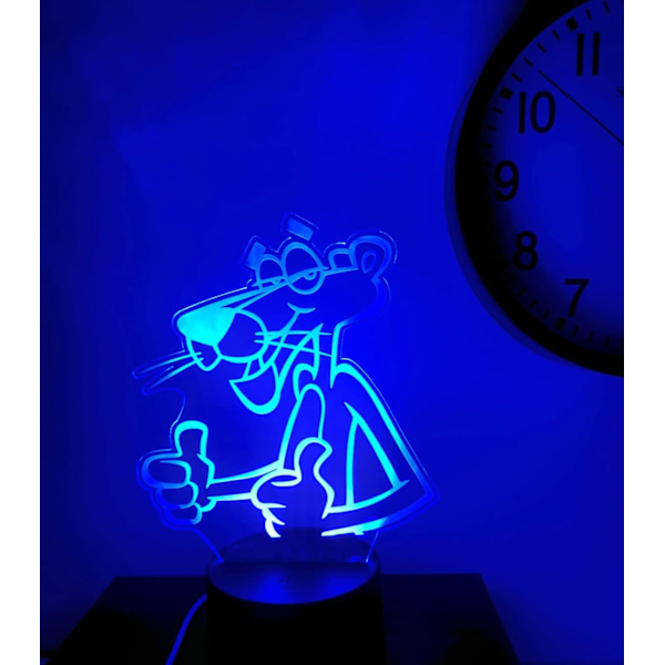 Rosa Pantern lampa 3D Illusion Nattljus, Fjärrkontroll Tab