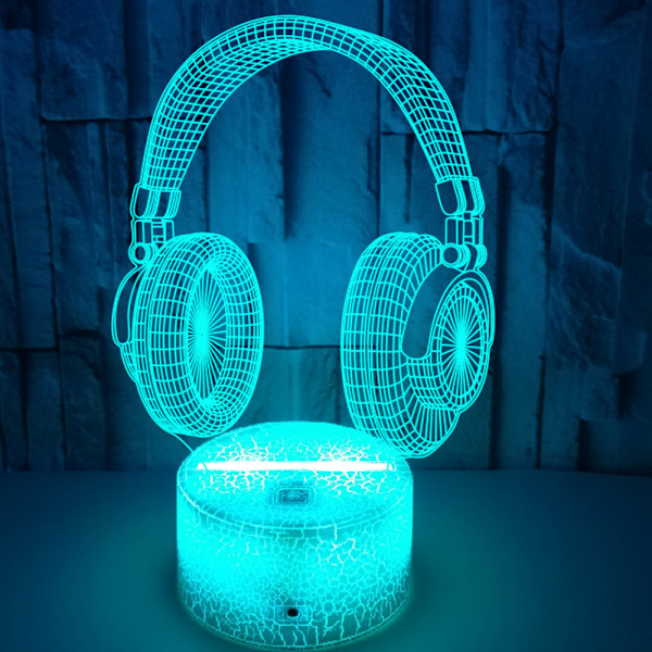 Headset 3D nattlampa, 7 färger som ändras med touch & fjärrkontroll