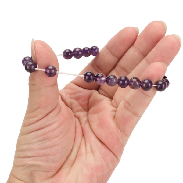 Perle Armbånd Elegant Diameter 8mm Stretch Naturlig Krystal Armbånd til Unisex Meditation Dekompression Gave Amethyst