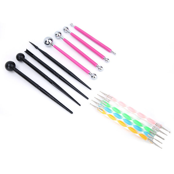 13 i 1 Dubbelsidig pricklera lera målningsindenterings pennor stylus verktyg set DIY (röd uppsättning)