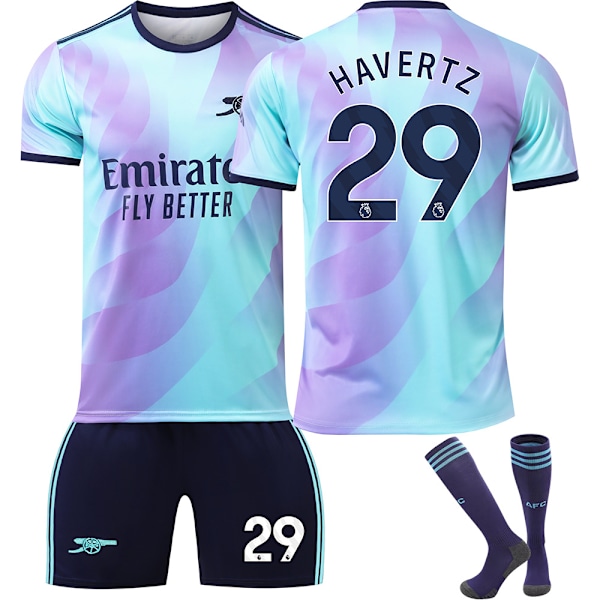 Fotbollströja Set, Arsenal NO.29 Havertz Fotbollströja för Pojkar Flickor, Andningsbar Snabbtorkande Fotbollskostym S