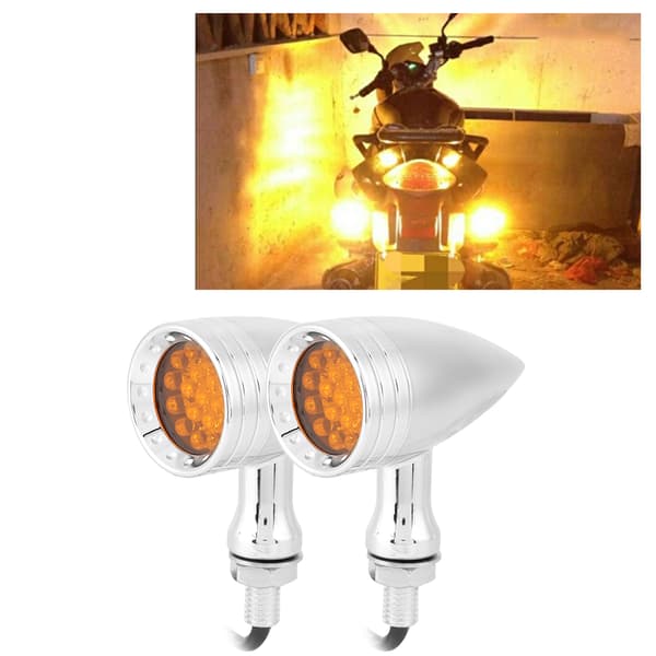 2 stk. Aluminium Legering Motorcykel LED Blinklys Kugle Blinklys Universal (Sølv)