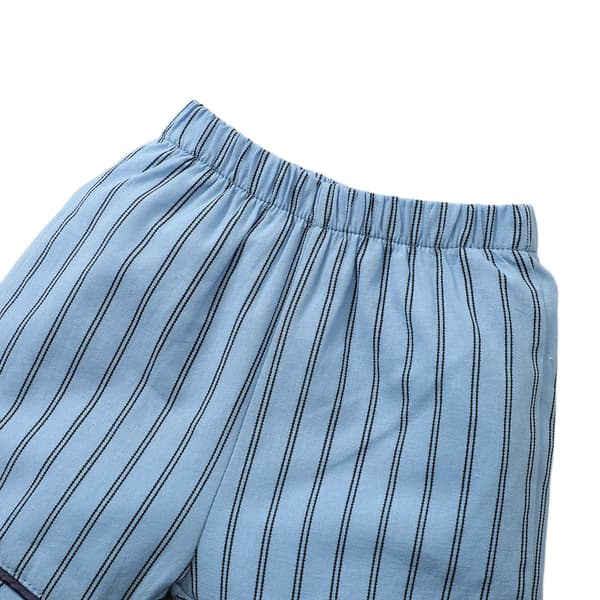 Randig pyjamas med kort ärm för småpojkar, S (ljusblå)