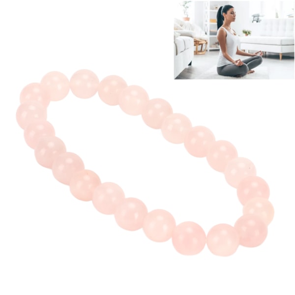 Helmillinen rannekoru, elegantti halkaisija 8 mm, venyvä luonnonkristallirrannekoru uniseks-meditaatioon, paineenpoistoon, lahja Rose Quartz