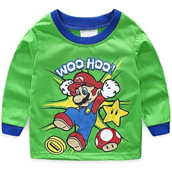 2024 Uudet Pikkupoikien Pitkähihaiset Mario-Pyjamat, Puuvillaiset Nukkumisasut Vauvoille ja Lapsille, Yllätysjoul lahja Lapsille A 3Y/95cm