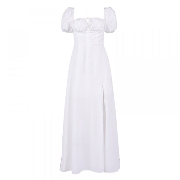 Kravekant Sexet sidesplit bobleærmet kjole (hvid S)