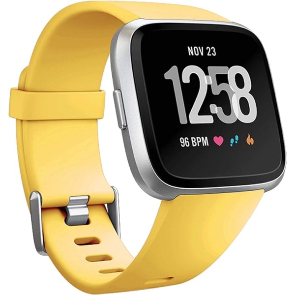 Smartklokke-reim kompatibel med Fitbit Versa Smartwatch, Versa 2 og Versa Lite SE-klokker for kvinner og menn (Mango Yellow-S)