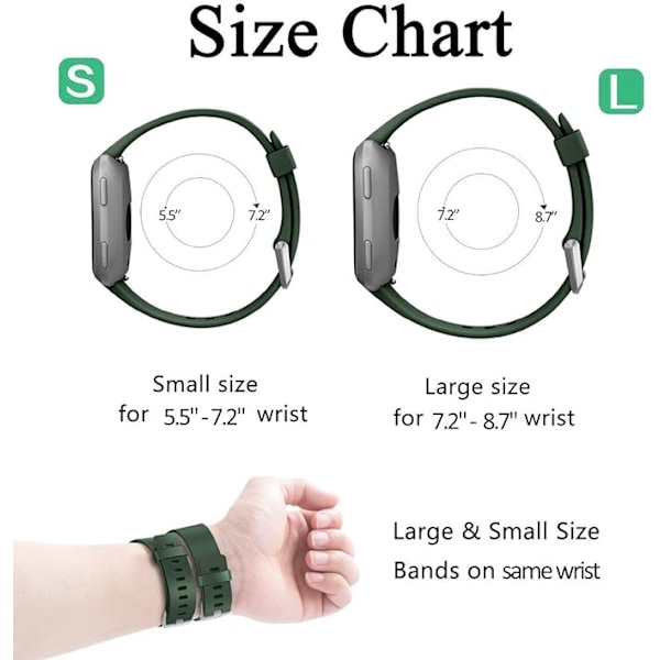 Älykellon ranneke sopii Fitbit versa älykellolle, versa 2 ja versa Lite se -kelloille naisille ja miehille (Oliivi-S)