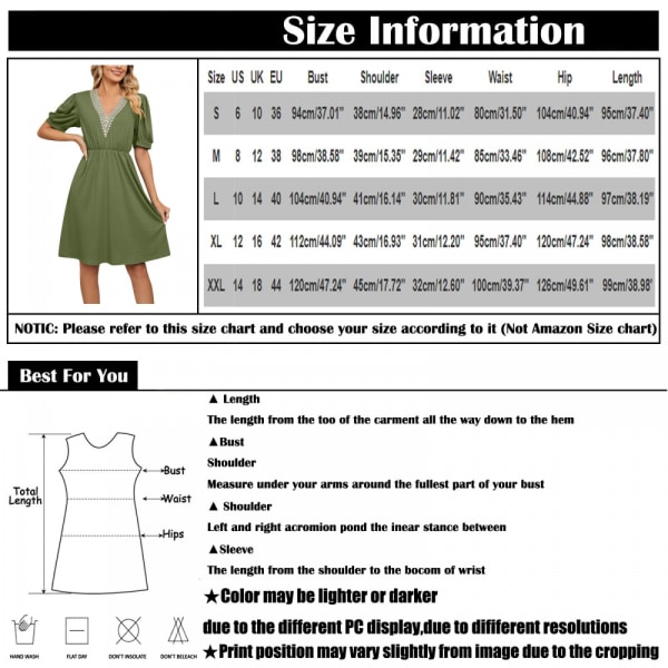 Kortærmet kortærmet V-hals-kjole med retraktion i taljen (sort S)