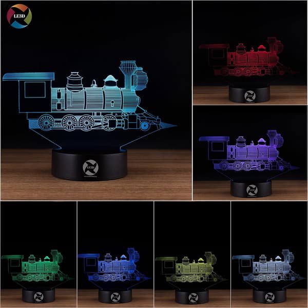 3D Optisk Illusions Natlampe - 7 LED Farveskiftende Lampe