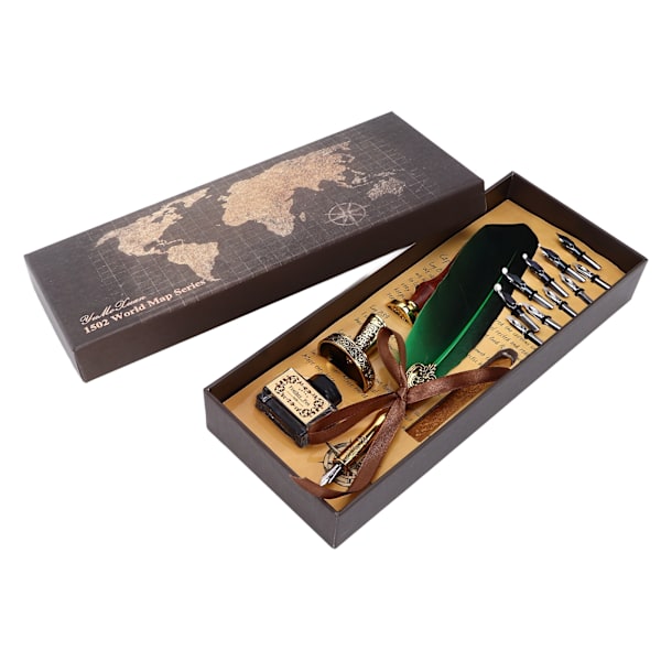 Kalligrafi Pen Retro Elegant Utskjært Mønster Holdbar Slitasje Attractiv Dekorativ Skrivemateriell for HjemGrønn