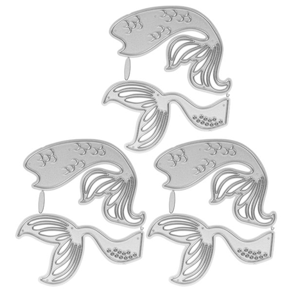 3 stk. kunstig havfruehale ramme metal skæredør til DIY scrapbooking håndværk