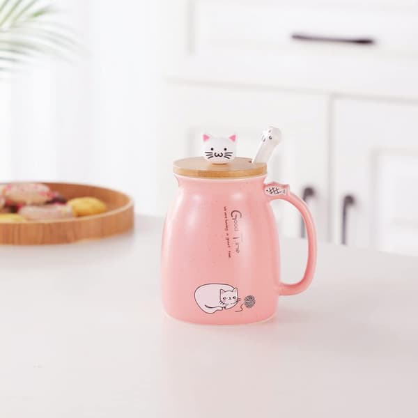 Kattekrus Sød Keramisk Kaffe Kop med Søde Kitty Låg, Kat P