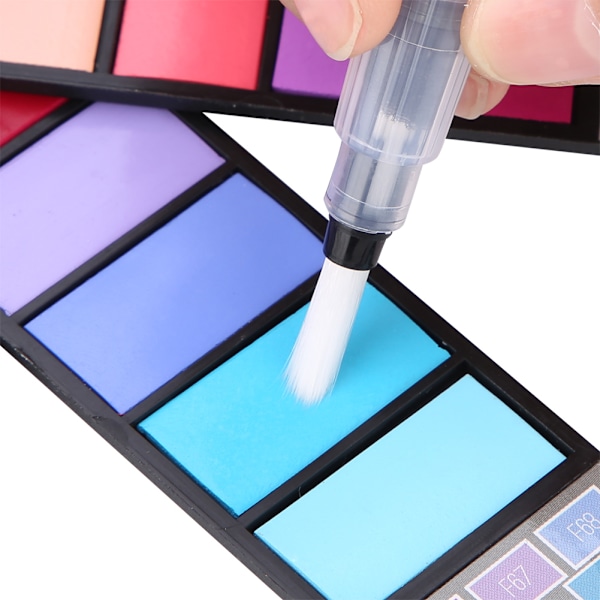 18 farver vifteformet pigment maleri sæt fast akvarel foldbar dragt (blå palet)
