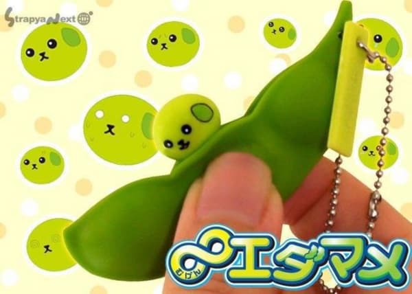 Sjov ansigtsudtryk Edamame Fidget nøglering ærtebælg Så