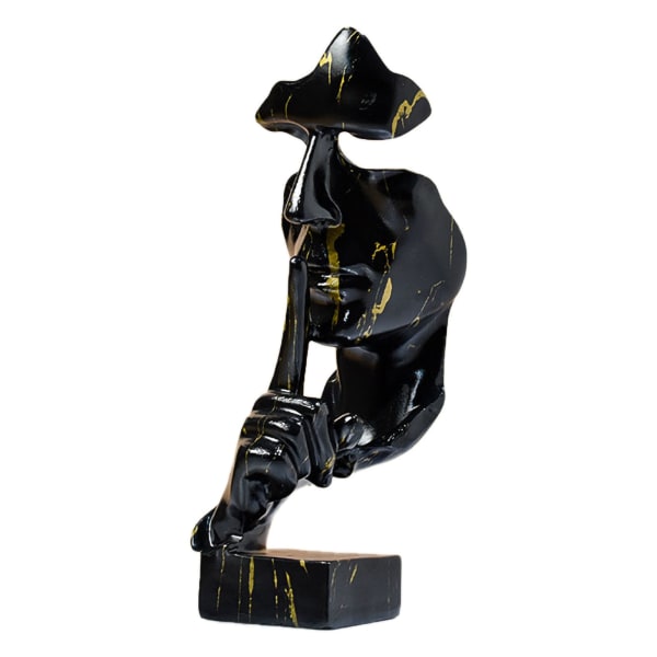 Tenker Statue Vivid Form Kompakt Syntetisk Harpiks Attraktiv Dekorativ Stillhet Er Gylden Figur for Hjem Black Gold