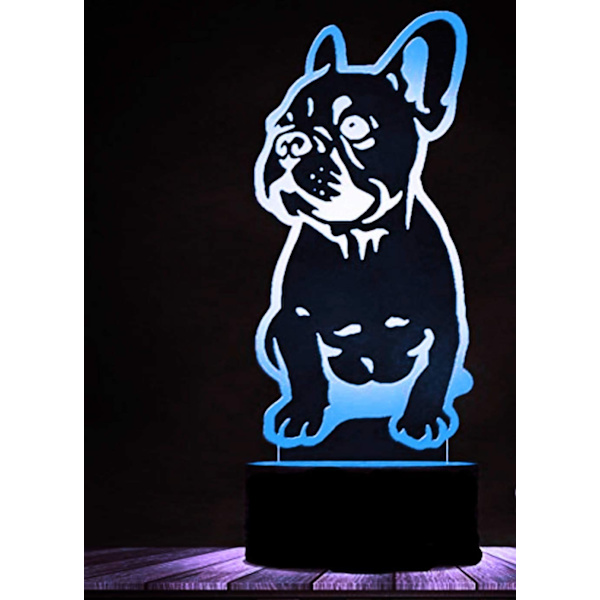 3D Fransk Bulldog Hund Djur Nattljus Bordslampa Dekor Ta