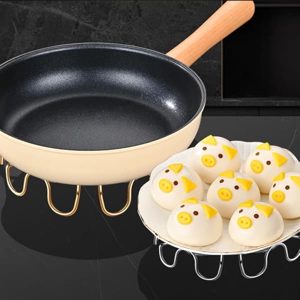 6,3 tommer rund dampstativ i gullfarget rustfritt stål for egg, multifunksjonell kokestativ for gryter golden
