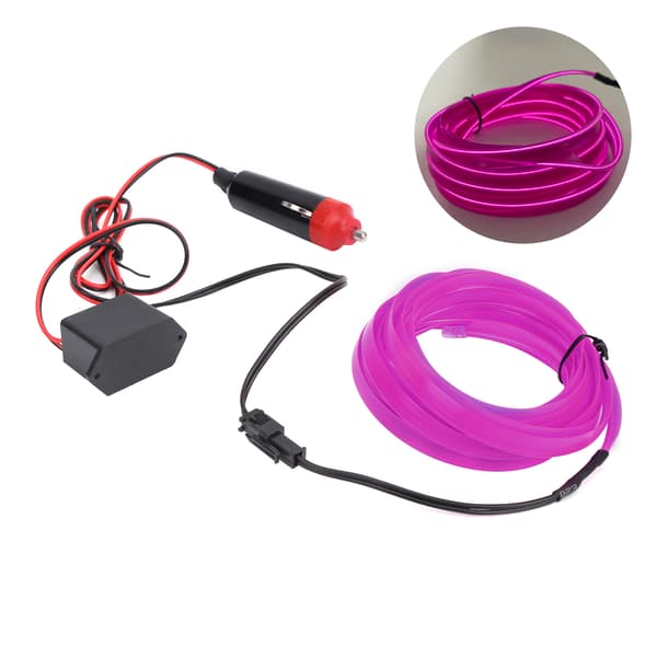 3 Meter Bil Interiørbelysning Auto LED Stripe Sigaretttenner Kjøretråd Rør Neon Lys Lilla