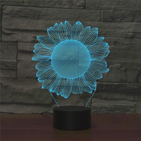 3D Solros Optisk Illusion Modell Visuell Nattlampa 7 Färger