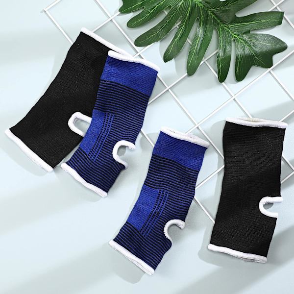 4 kappaletta / 2 paria lasten nilkkatukea kompressio lapsen nilkkatuki joustavat lasten kompressiosukat neulotut nilkkatuki tuki nilkkatuki lenkkeilyyn R Black Dark Blue 5-10 Years