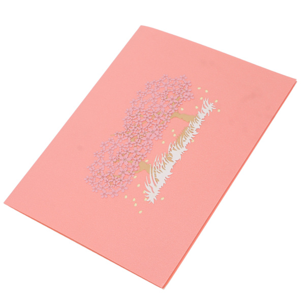 Cherry Card 3D Pappersromantisk Gratulationskort för Bröllopsdag Alla hjärtans dag med Kuvert Rosa