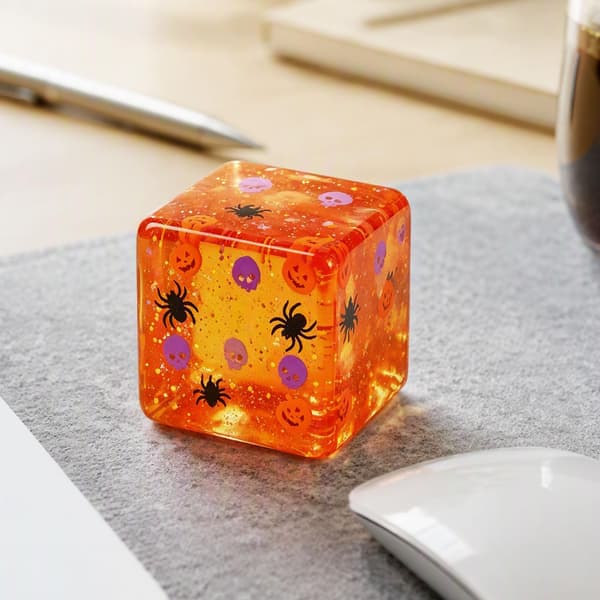 Orange Halloween Fidget Cube, Tema TPR Langsom-Rebound Sensorisk Klemmelegetøj til Angstlindring & Festdekoration orange