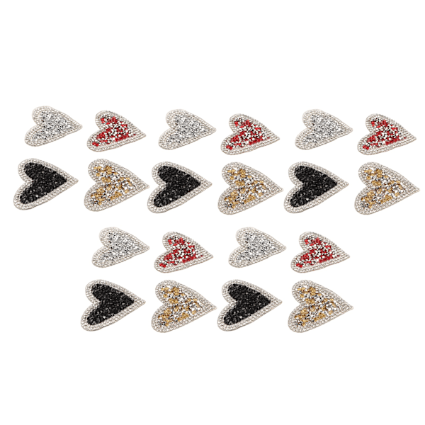 20 stk. Rhinestone-broderede patches Hjerteform Skinnende smukke DIY stryge-på patches til tøjdekoration