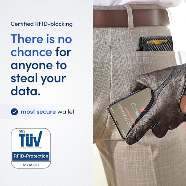Herrar Slim Plånbok med Pengaklipp AUSTIN RFID-Blockering Tvåfaldig Kreditkortshållare för Män