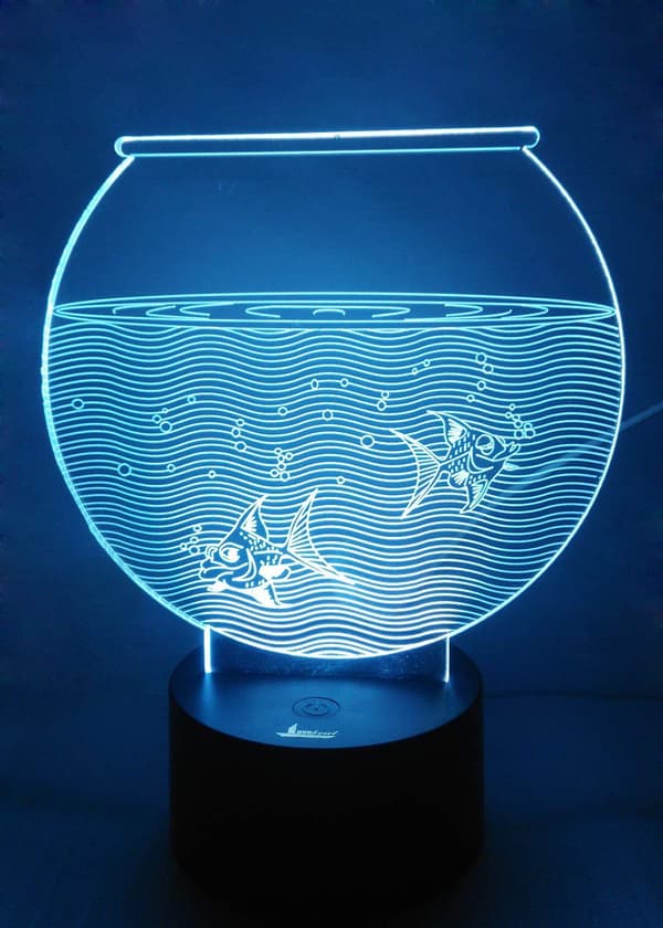 Akvarium 3D Natlampe LED Illusionslampe Sengelampe Bordlampe