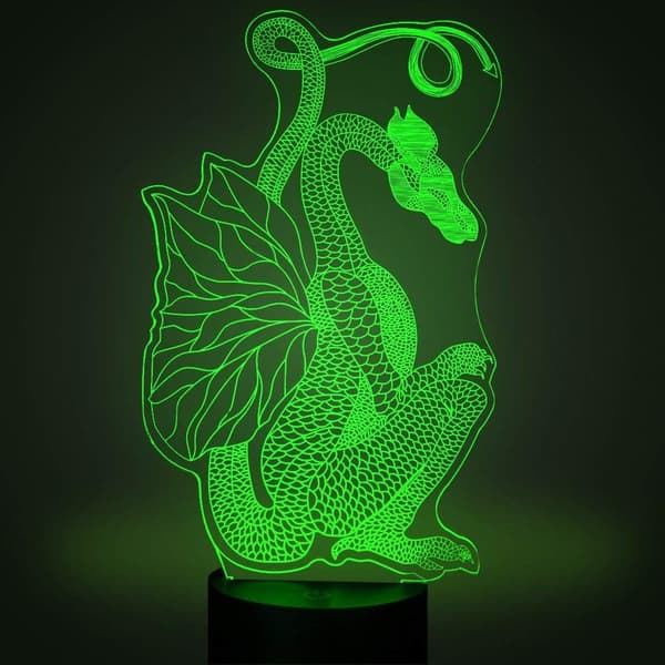 Dragon 3D LED Natlampe Berøringsbordsklampe Optisk Illusion Lamper 7 Farveskiftende Dinosaurlys